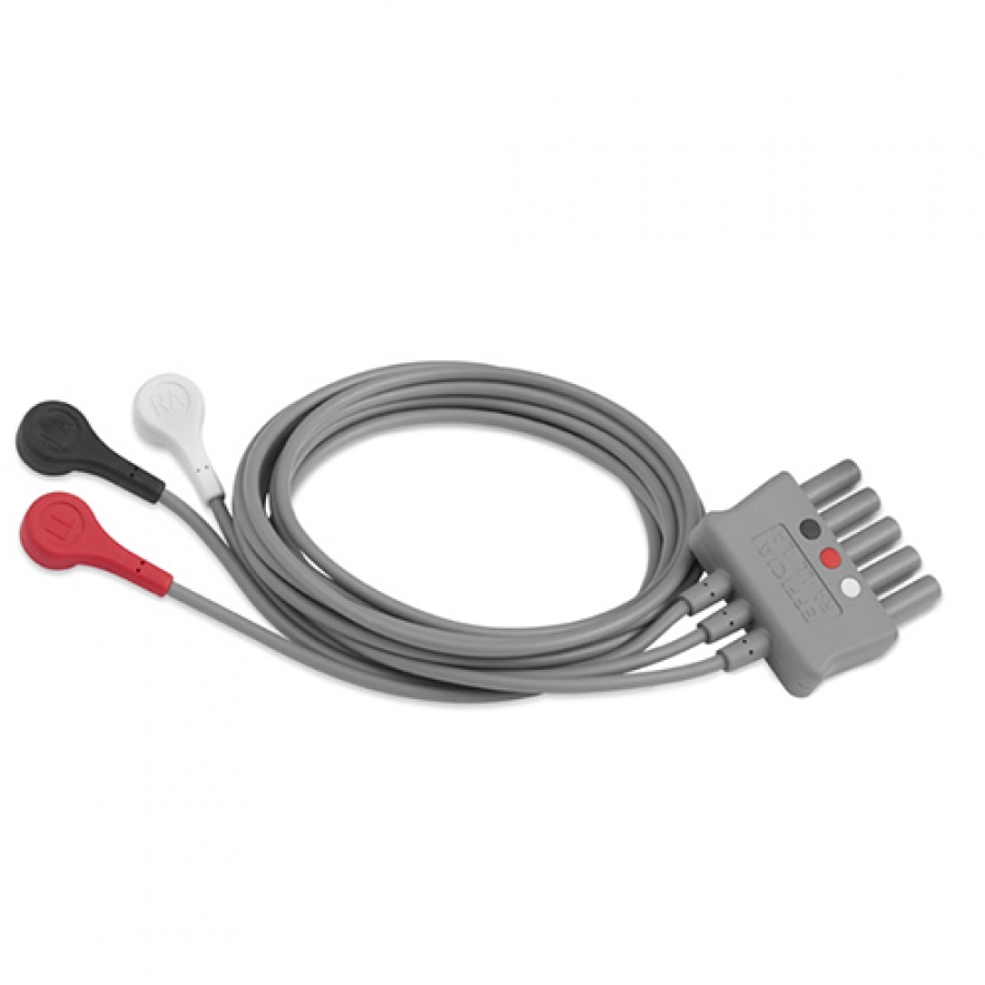 Изображение КАБЕЛЬ ЭКГ НА 3 ОТВЕДЕНИЯ С КНОПКАМИ ДЛЯ ДЕФИБРИЛЛЯТОРА PHILIPS EFFICIA DFM100