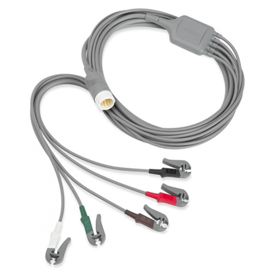Изображение КОМБИНИРОВАННЫЙ КАБЕЛЬ ЭКГ НА 5 ОТВЕДЕНИЙ С ЗАЖИМАМИ ДЛЯ ДЕФИБРИЛЛЯТОРА PHILIPS EFFICIA DFM100