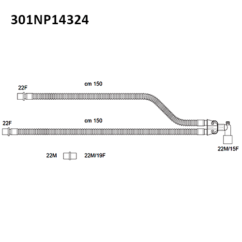 Изображение ДЫХАТЕЛЬНЫЕ КОНТУРЫ ГОФРИРОВАННЫЕ ВЗРОСЛЫЕ ДЛЯ ИВЛ БЕЗ ВЛАГОСБОРНИКОВ