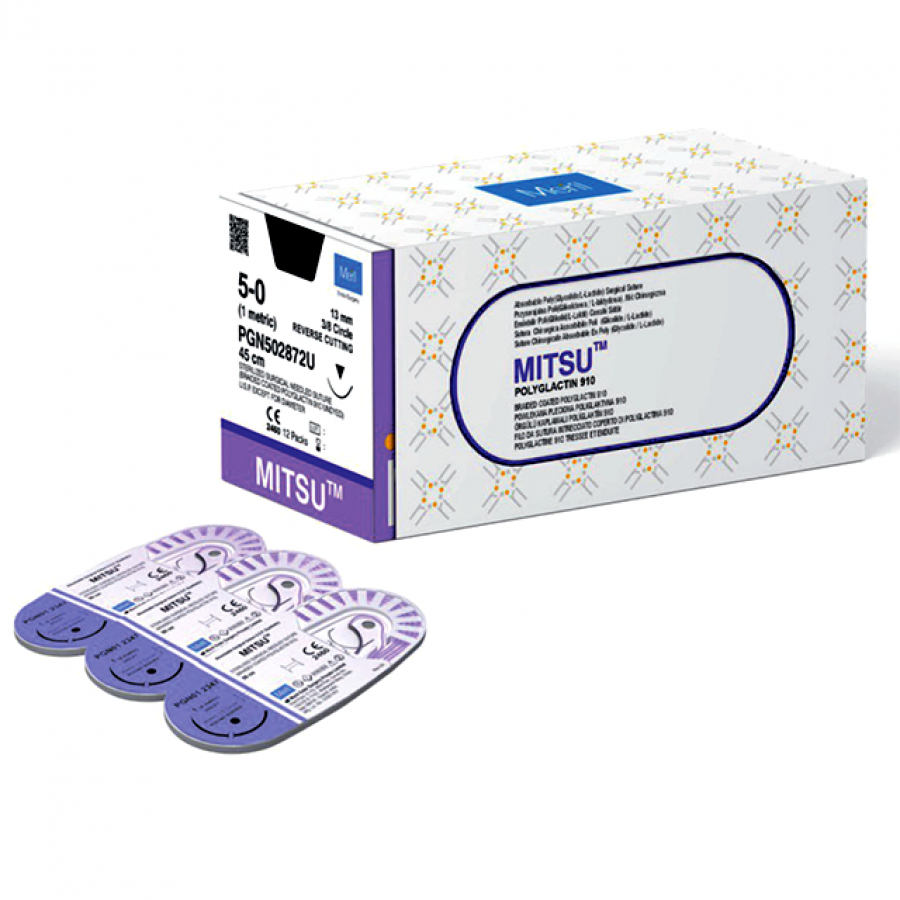 Изображение НИТЬ ХИРУРГИЧЕСКАЯ ПЛЕТЕНАЯ РАССАСЫВАЮЩАЯСЯ MITSU FST (ПОЛИГЛАКТИН 910)