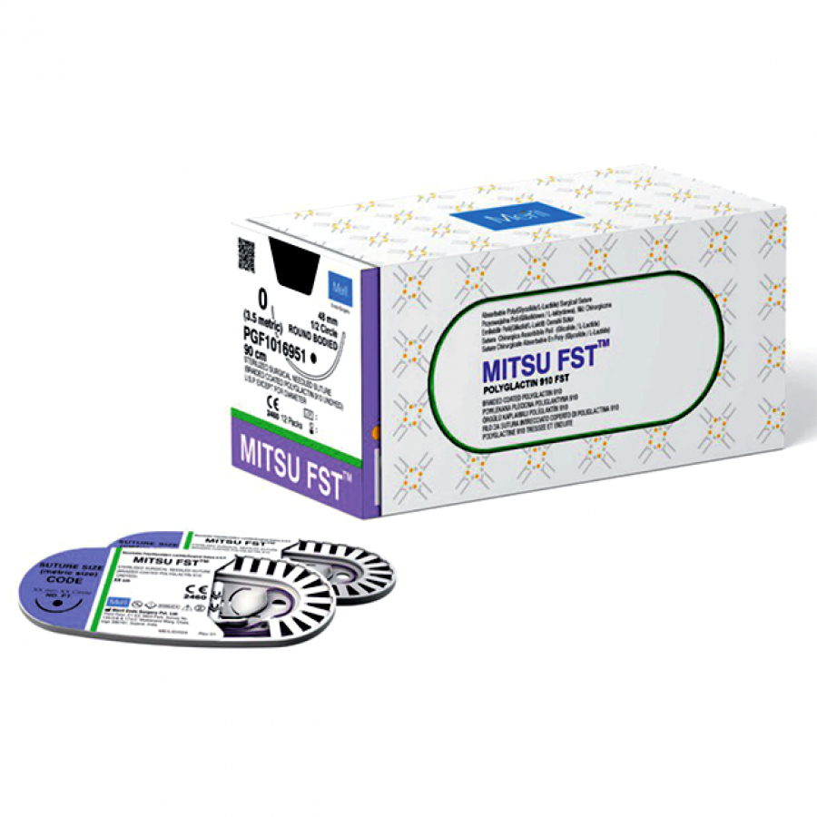 Изображение НИТЬ ХИРУРГИЧЕСКАЯ ПЛЕТЕНАЯ БЫСТРОРАССАСЫВАЮЩАЯСЯ MITSU (ПОЛИГЛАКТИН 910)