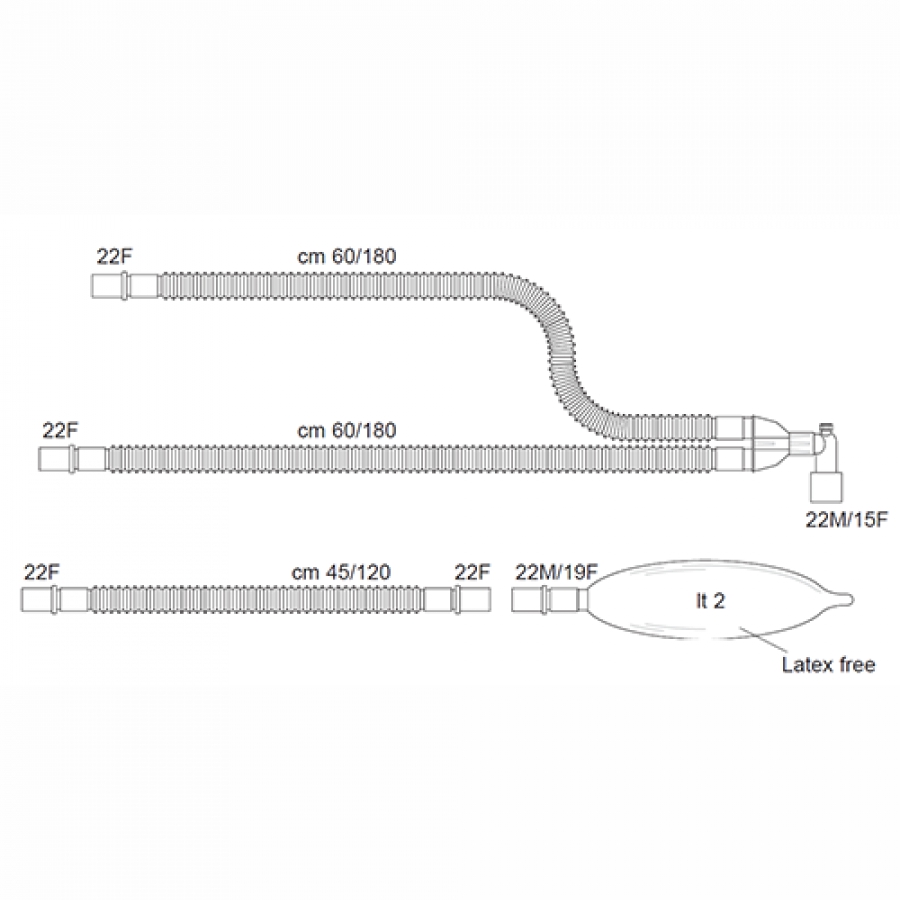 Изображение ДЫХАТЕЛЬНЫЕ КОНТУРЫ ВЗРОСЛЫЕ АНЕСТЕЗИОЛОГИЧЕСКИЕ РАСТЯЖИМЫЕ С ПРИНАДЛЕЖНОСТЯМИ