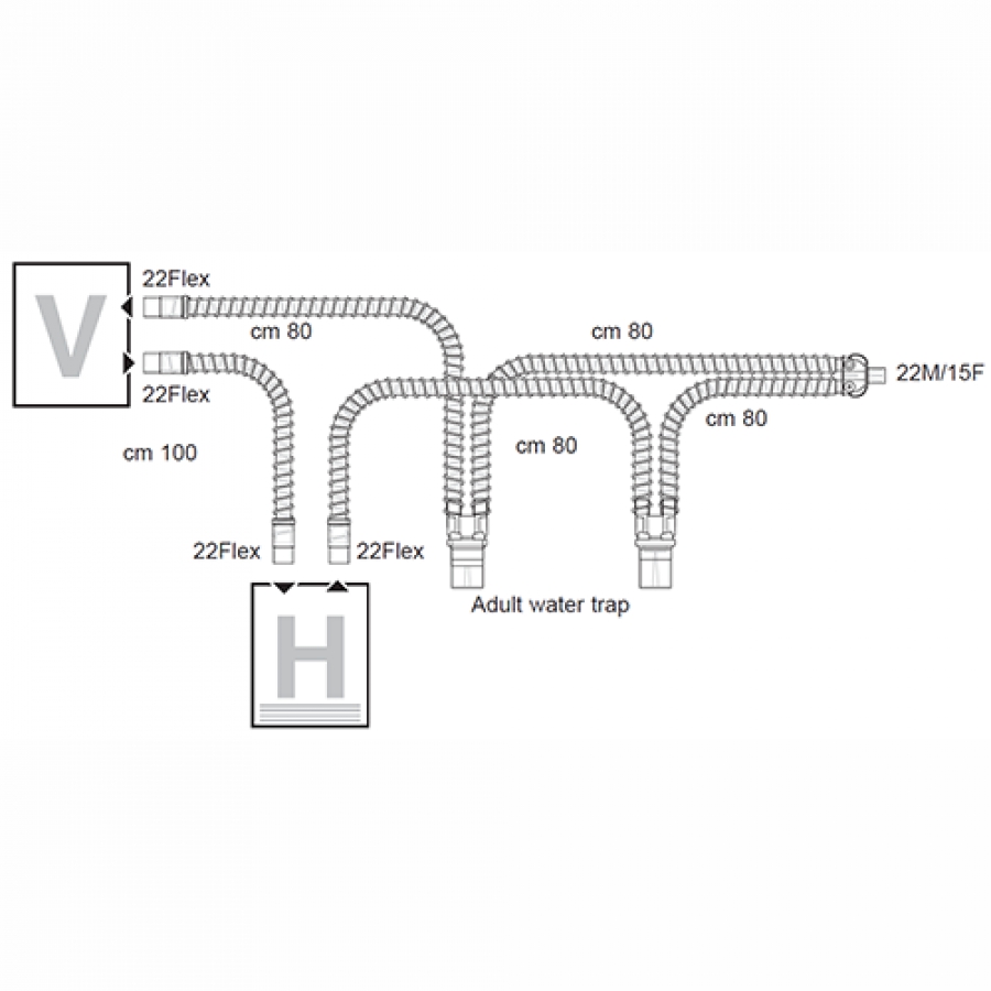 Изображение ДЫХАТЕЛЬНЫЕ КОНТУРЫ ПВХ ВЗРОСЛЫЕ ДЛЯ ИВЛ С ДВУМЯ ВЛАГОСБОРНИКАМИ