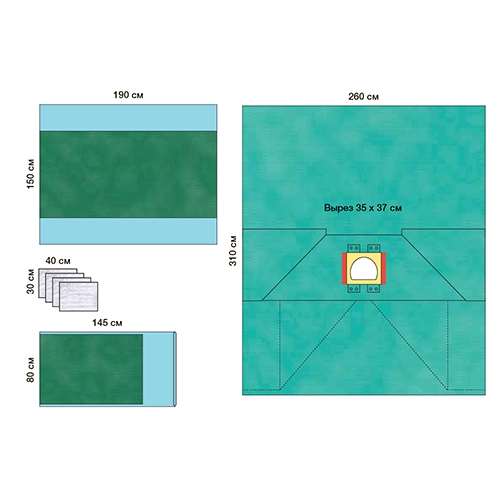 Изображение КОМПЛЕКТ ОПЕРАЦИОННОГО БЕЛЬЯ ДЛЯ АБДОМИНАЛЬНОЙ ХИРУРГИИ