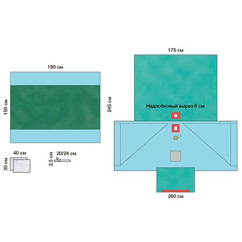 Изображение КОМПЛЕКТ ОПЕРАЦИОННОГО БЕЛЬЯ ДЛЯ ОПЕРАЦИИ ТУР 2