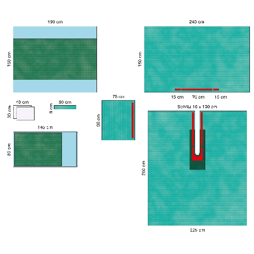 Изображение УНИВЕРСАЛЬНЫЙ КОМПЛЕКТ ОПЕРАЦИОННОГО БЕЛЬЯ С ПРОСТЫНЕЙ С ВЫРЕЗОМ 1